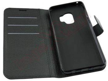 Funda negra tipo (libro/agenda) piel sintética con soporte interno de TPU para Samsung Galaxy S9, G960F